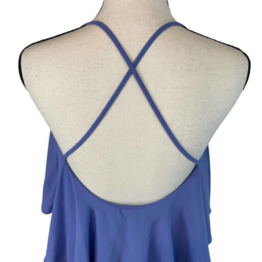 Solemio Los Angeles Georgette Blue Sleeveless Blouse Small - Picture 6 of 10